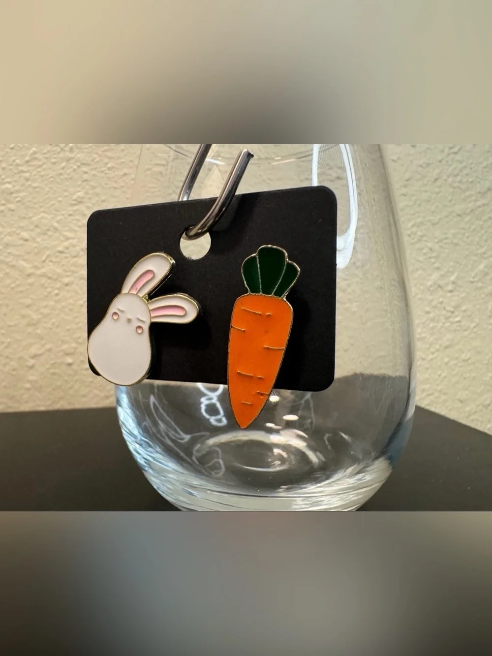 Bunny & Carrot Enamel Kids Earrings - White, Orange & Green